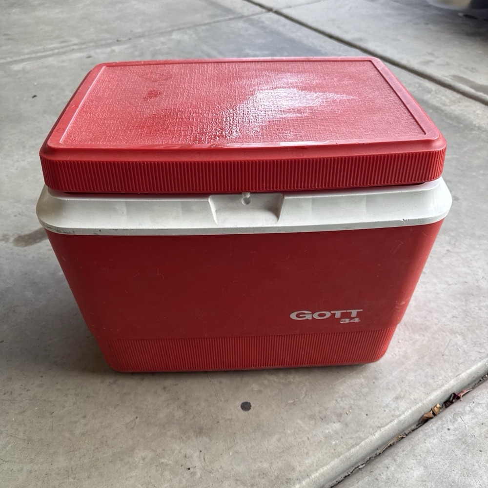 Vintage Gott 34 Quart Chest Cooler Great Condition Model‎ 1934 Red White Camping